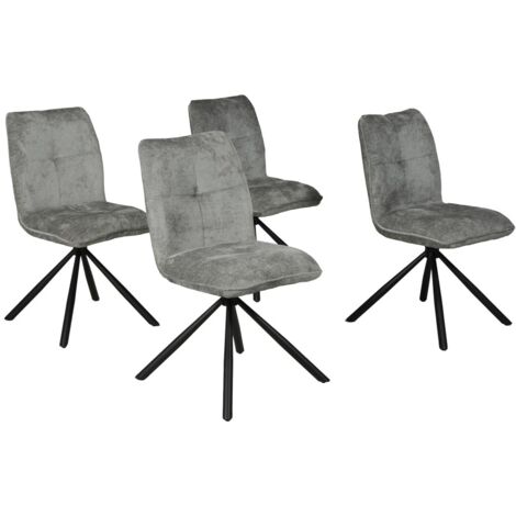 Le Quai Des Affaires – Lot de 4 chaises pivotantes 360° en tissu gris clair – Piètement métal – Dimensions 47x58x87.5 cm – Hauteur d'assise 50 cm (1/5)