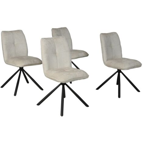 Le Quai Des Affaires – Lot de 4 chaises pivotantes CORTINA – Assise en tissu – Piètement métal – Hauteur d'assise 50 cm – Dimensions 47 x 58 x 87.5 cm – Beige (1/5)