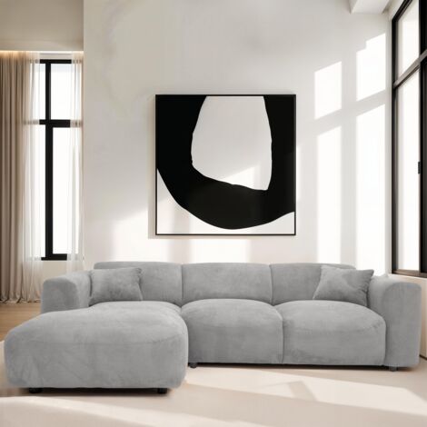 Grand canapé d'angle gauche POP, gris/ L277xH73xP161 cm