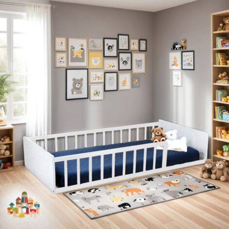 LIT 90x190 PILOU avec sommier et matelas / Blanc/ (1/5)