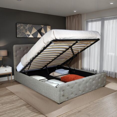 Lit coffre 140x190 cm EDEN+ sommier / Gris clair/ (1/5)