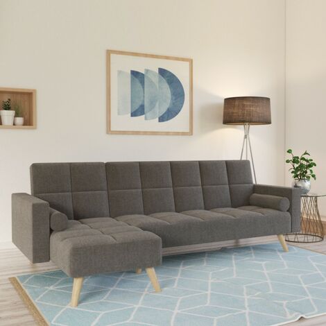 Le Quai Des Affaires – Canapé d'angle convertible gauche gris 253x144x90 cm – Revêtement tissu 100% polyester – Fonction couchage d'appoint – Design scandinave (1/4)