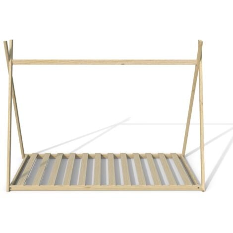 Lit cabane tipi SIOUX 90x190 cm + 1 sommier / Naturel/ 198x95x145