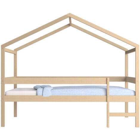 Lit cabane MIKA 90x190 + sommier / Naturel/ 199x95x165