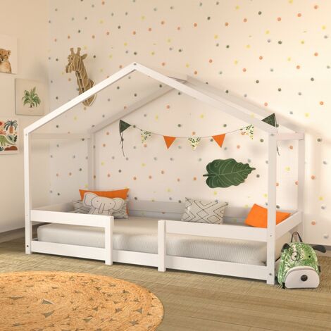 Le Quai Des Affaires – Lit cabane INDIANA 90x190 – Bois d'épicéa laqué blanc – Sommier inclus 12 lattes – Hauteur max matelas 16 cm – Pour enfants à partir de 6 ans