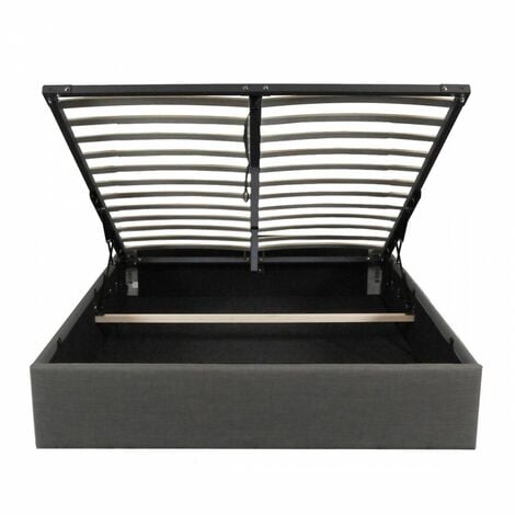 Lit coffre GENOA 140x190 + 1 sommier / Gris foncé/ 206x149x31.5