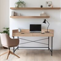 Bureau CAMPUS 123x54cm / Décor Chêne blanchi et métal noir/ 123x54x76cm