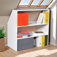 Le Quai Des Affaires – Meuble de rangement sous pente ALIX – Dimensions H. 100 x L. 100 x P. 50 cm – Angle de 141° – Panneau de particules blanc