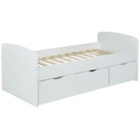 Le Quai Des Affaires – Lit simple LOUANE 90 x 190 cm – 2 tiroirs coulissants – Coffre de rangement – Panneau de particule mélaminé – Éco-responsable