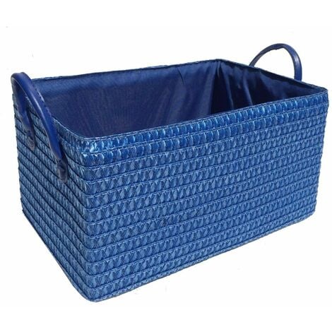 Neon Bright Colours Toys Baby Nursery Organiser Cupboard Storage Basket + Handle Hamper basket [BLUE,Small 26x17x14cm]