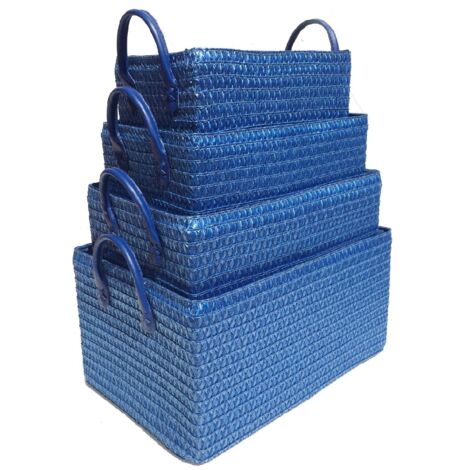 Neon Bright Colours Toys Baby Nursery Organiser Cupboard Storage Basket + Handle Hamper basket [BLUE,Set of 2 Small]