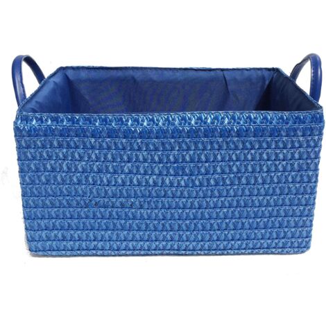 Neon Bright Colours Toys Baby Nursery Organiser Cupboard Storage Basket + Handle Hamper basket [BLUE,Set of 2 Small]