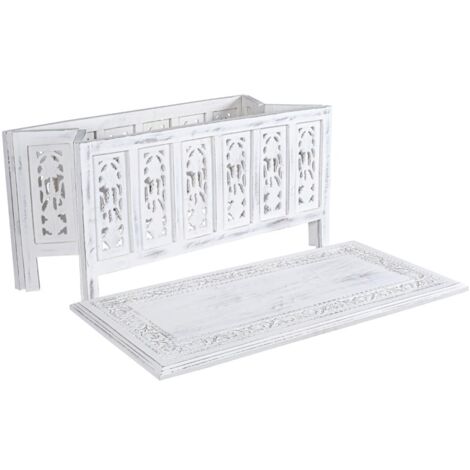 Beautiful Carved Indian Wooden Coffee Table Side Tables 91x46cm [White]