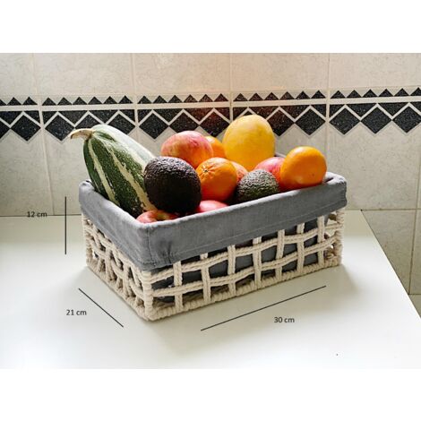 Cotton Rope Storage Basket Small 30 x 21 x 12 cm,Beige