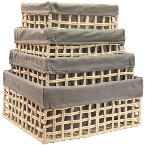 Cotton Rope Storage Basket Small 30 x 21 x 12 cm,Beige