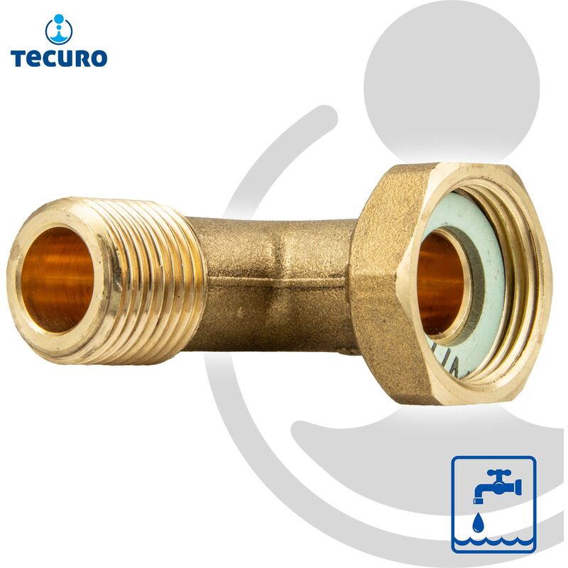 Tecuro Messing-Winkel 90° Innen- X Aussengewinde 3/4 Zoll, Messing Blank CW617N, Nach Trinkwasserverordnung 50930-6