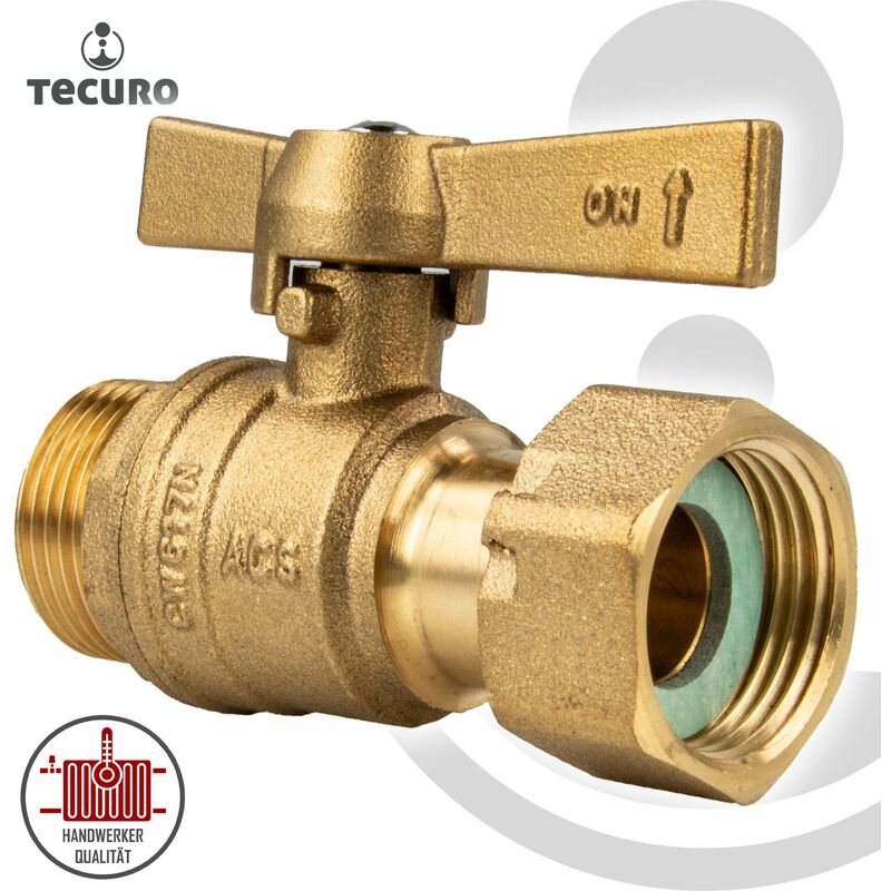 Tecuro Kugelhahn 1 Zoll (DN25) – Messing Vernicke Produktbild-Vorschau 2