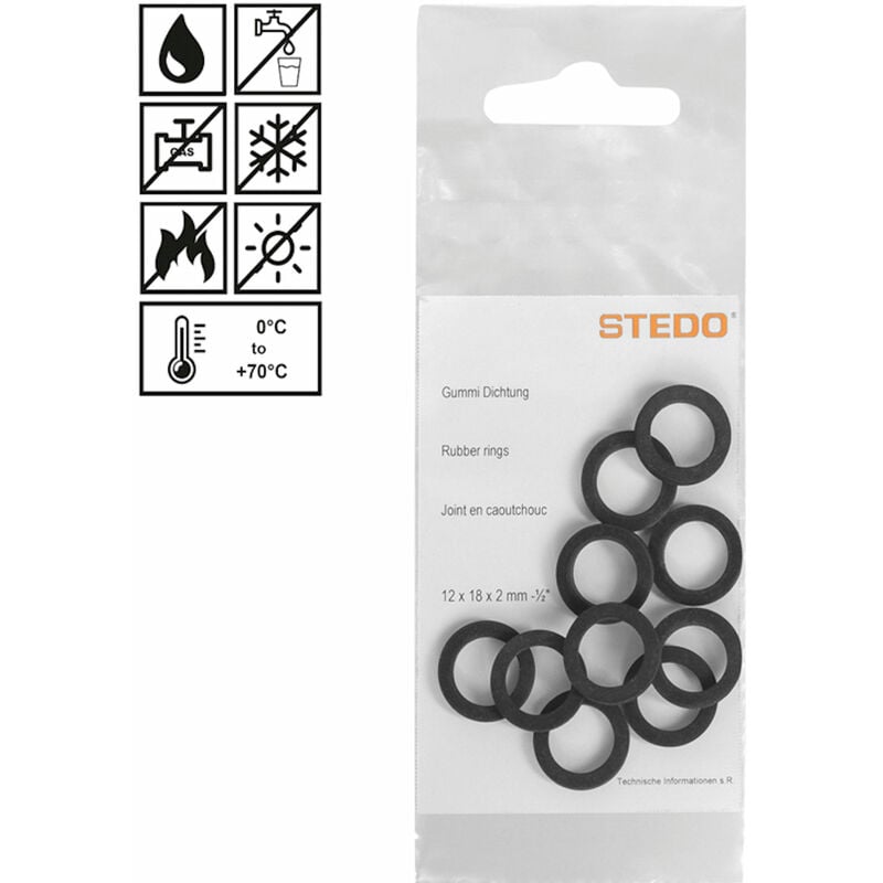 STEDO Gummi Dichtung, 16 x 24 x 2 mm (VE 10 Stück)