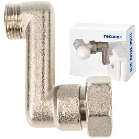 tecuro Heizkörper S-Anschluss - 50 mm Höhenausgleich 1/2 AG x 3/4 Üwm, Messing vernickelt