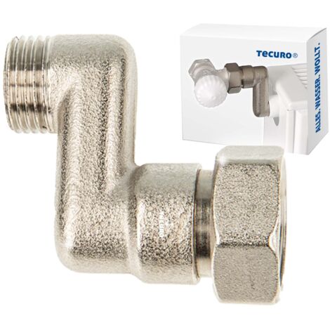 tecuro Heizkörper S-Anschluss - 30 mm Höhenausgleich 1/2 AG x 3/4 Üwm, Messing vernickelt