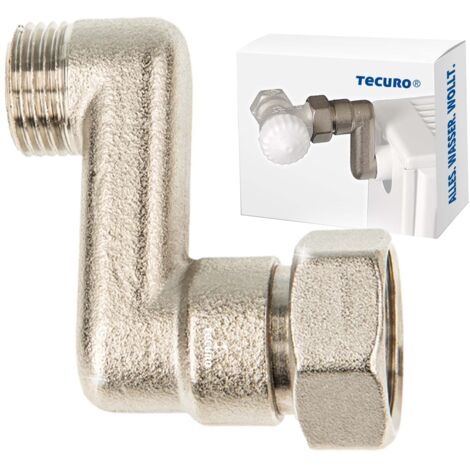 tecuro Heizkörper S-Anschluss - 40 mm Höhenausgleich 1/2 AG x 3/4 Üwm, Messing vernickelt