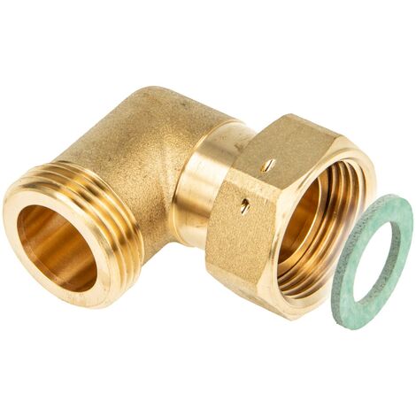 tecuro Winkel 90°, 1 Zoll AG x Überwurfmutter 1 Zoll (flachdichtend) - MS-blank CW617N