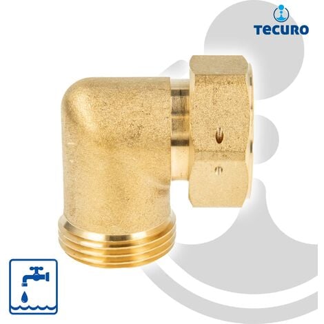 tecuro Winkel 90°, 1 Zoll AG x Überwurfmutter 1 Zoll (flachdichtend) - MS-blank CW617N