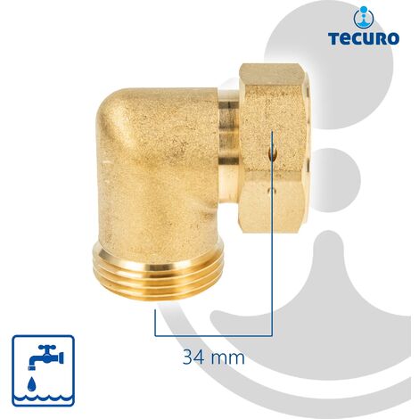 tecuro Winkel 90°, 1 Zoll AG x Überwurfmutter 1 Zoll (flachdichtend) - MS-blank CW617N