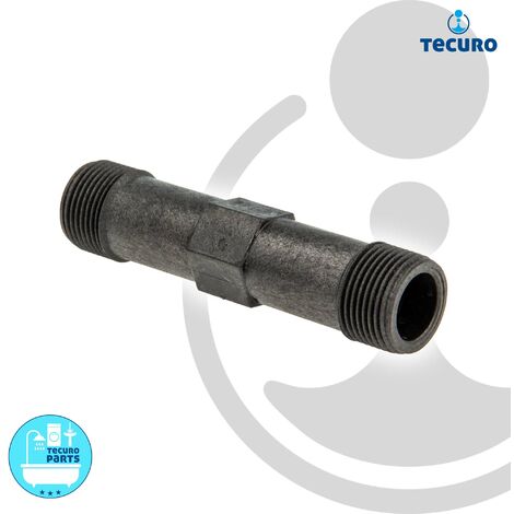 tecuro Passstück 3/4 Zoll (DN15) x 110 mm für Wasserzähler Wärmemengenzähler - Kunststoff schwarz