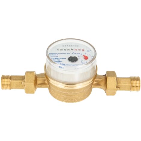 Einstrahlzähler ETK Kombi-Set (Kaltwasser) bis 30 Grad Länge 110 mm, inkl. Verschraubungen 3/4 Zoll x 1/2 Zoll AG