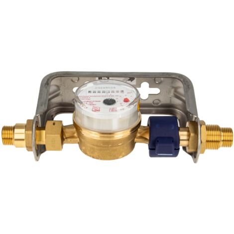 Einstrahlzähler ETK Kombi-Set (Warmwasser) bis 90 Grad Länge 110 mm, inkl. Bügel Edelstahl 1/2 Zoll, Plombierschelle