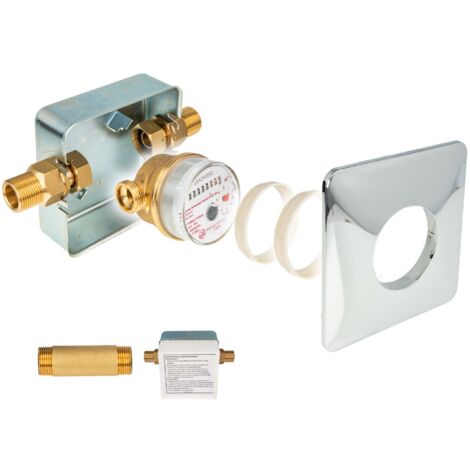 Unterputz Einstrahlzähler System ETK Komplett-SET, Warmwasser, Länge 80 mm, Einbaukasten 3/4 Zoll AG