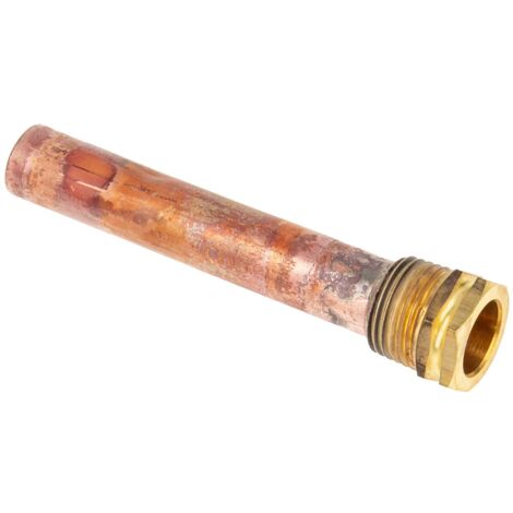 tecuro Tauchhülse G 1/2 Zoll, Länge 100 mm x Ø 14,0 mm, Messinggewinde mit angelöteter Küpferhülse