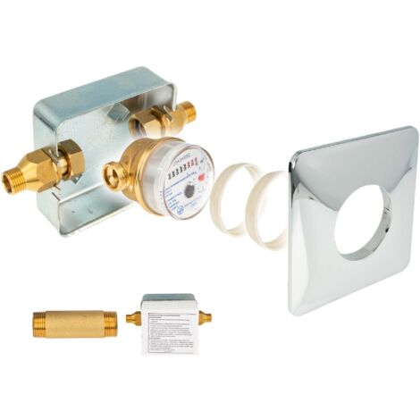 Unterputz Einstrahlzähler System ETK Komplett-SET, Kaltwasser, Länge 80 mm, Einbaukasten 1/2 Zoll AG