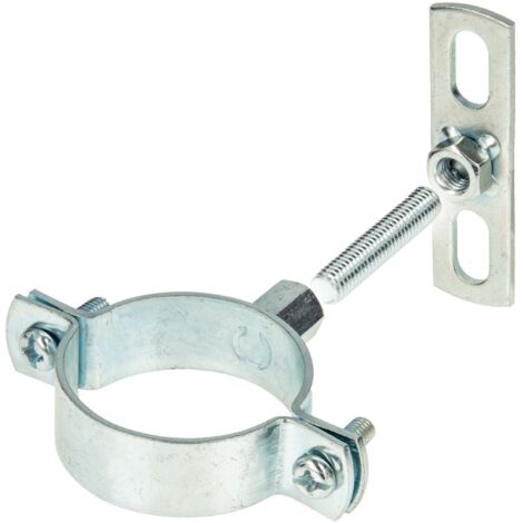 tecuro Schraubrohrschelle M8/M10 verzinkt 74-80 mm, inkl. Gewindestift M10 x 40 mm und Befestigungsplatte
