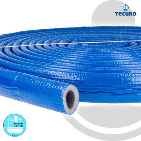 tecuro Isolierschlauch PE-XT für Rohr Ø 22 mm, mit reißfester PE-Schutzfolie in blau, 6 mm Dämmstärke, Rolle mit 10 m