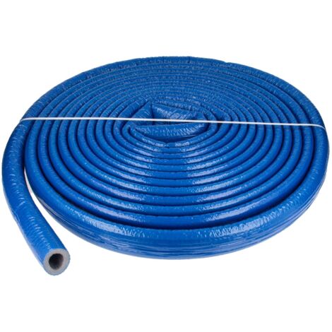 tecuro Isolierschlauch PE-XT für Rohr Ø 12-15 mm, mit reißfester PE-Schutzfolie in blau, 6 mm Dämmstärke, Rolle mit 10 m