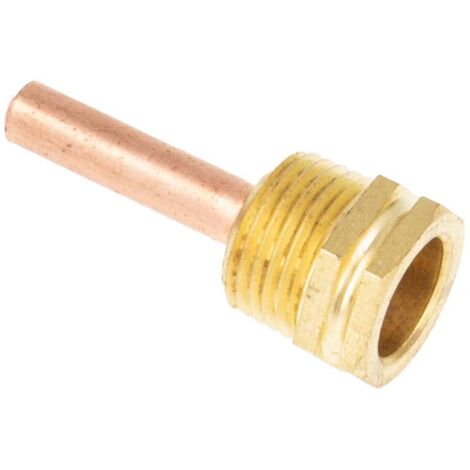 tecuro Tauchhülse G 1/2 Zoll, Länge 50 mm x Ø 7,0 mm, Messinggewinde mit angelöteter Küpferhülse (1/5)