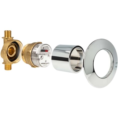 Unterputz Wasserzähler Komplett-SET, Warmwasser, Zählergehäuse 3/4 Zoll AG, Kombirosette 2-teilig (1/5)