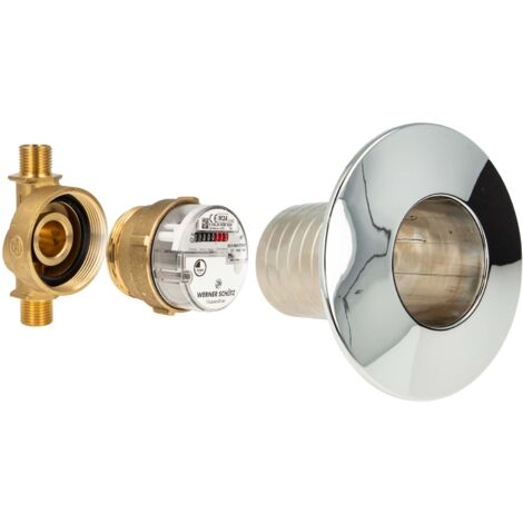 Unterputz Wasserzähler Komplett-SET, Kaltwasser, Zählergehäuse 3/4 Zoll AG, Kombirosette 1-teilig, mit Montageschlüssel (1/5)