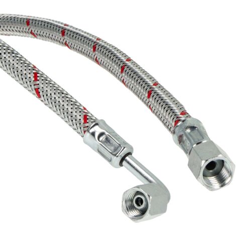 tecuro Ölschlauch 1000 mm x M12x1,5 x M121,5 Überwurfmutter (DN8), konisch dichtend, einseitig Rohrbogen 90° (1/3)
