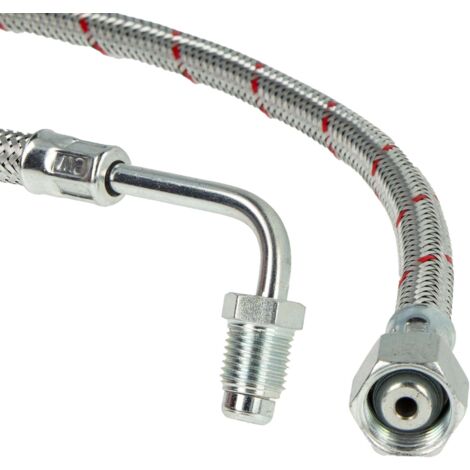 tecuro Universal - Ölschlauch mit losem 1/4 Zoll Dichtnipppel 90° x 3/8 Zoll Überwurfmutter - konisch dichtend x 1000 mm (1/4)