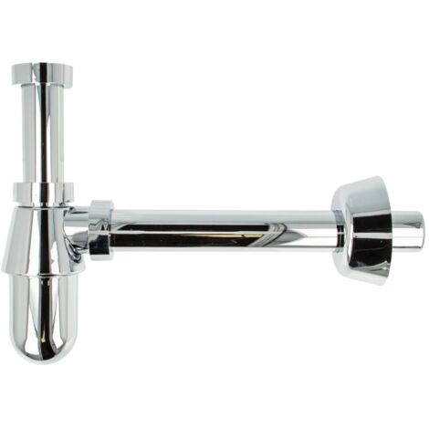 tecuro Flaschensiphon Geruchsverschluss 1 1/4 Zoll x Ø 32 mm, Kunststoff verchromt - lange Ausführung