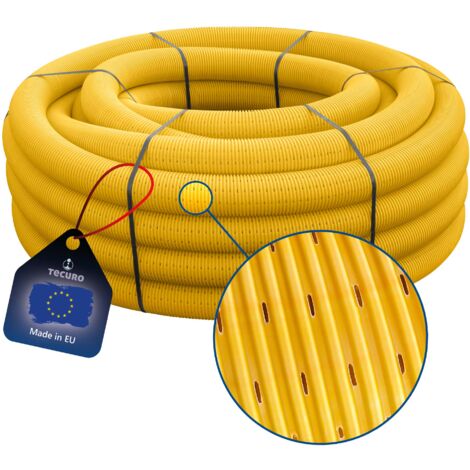 tecuro Drainagerohr 10 Meter - DN100, flexibel, gewellt und geschlitzt, PVC-U, DIN 1187