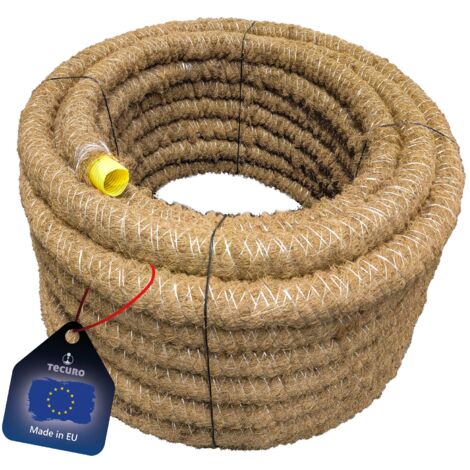 tecuro Drainagerohr 5 Meter - DN80, flexibel, gewellt und geschlitzt, mit Kokosumflechtung, PVC-U, DIN 1187