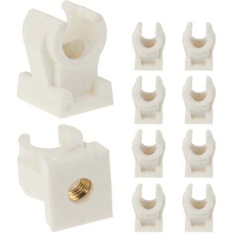 tecuro Rohrclip Set einfach 28 mm - 10 Stück - Kunststoff weiß, mit Messing - Gewindebuchse M6