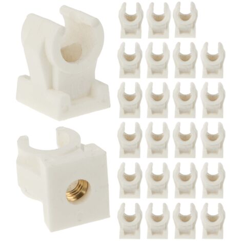 tecuro Rohrclip Set einfach 8 mm - 25 Stück - Kunststoff weiß, mit Messing - Gewindebuchse M6