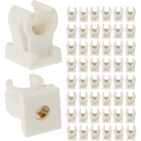tecuro Rohrclip Set einfach 14/15 mm - 50 Stück - Kunststoff weiß, mit Messing - Gewindebuchse M6