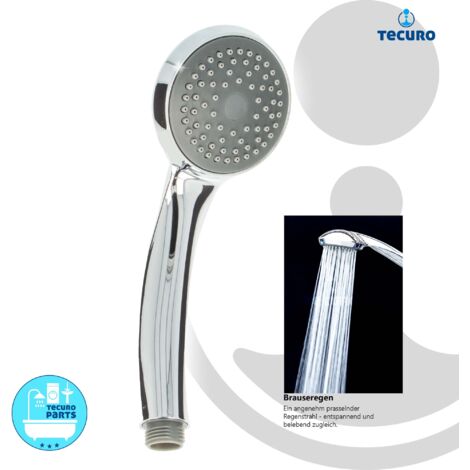tecuro Komfort-Handbrause Ø 70 mm, mit Brauseregen (Normalstrahl) Antikalknoppen, chrom (1/5)
