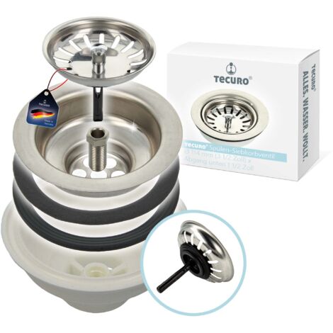 tecuro Spülen-Siebkorbventil Ø 114 mm (3 1/2 Zoll) x Abgang unten 1 1/2 Zoll